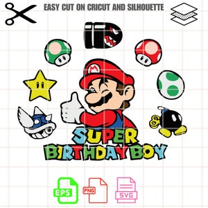 Super Mario Birthday Boy SVG Birthday Party SVG Digital File, Super Mario Svg, Super Mario Svg, Mario Bros Svg, Cricut