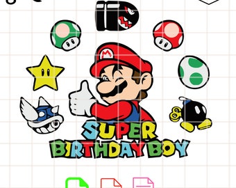 Super Mario Birthday Boy SVG Birthday Party SVG Digital File, Super Mario Svg, Super Mario Svg, Mario Bros Svg, Cricut