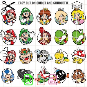 Super Mario Charaktere Bundle SVG, Mario Charaktere Bundle, Super Mario Bundle, Mario Bros Bundle, Cricut, Silhouette Vektor geschnitten Datei