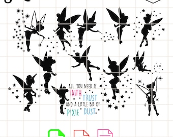 Tinkerbell Princess Bundle SVG Silhouette, Kawaii Svg, Tinkerbell Svg