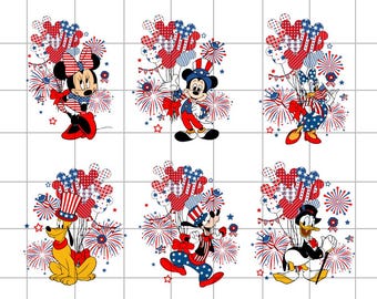Mickey And Friends 4th Of July Png Bundle, Fourth Of July Clipart, Independence Day Digital Files, Patriotic Png, Happy 4th Of July