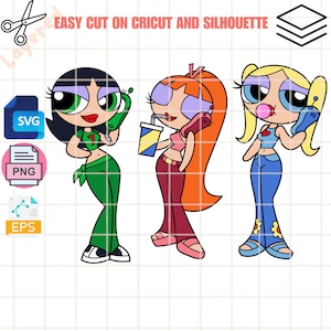 Powerpuff Girls Bundle Svg, Blossom Eyes Svg, Buttercup Svg, Bubbles Svg, Cricut, Silhouette Vector Cut File