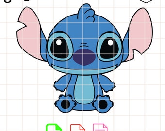 Cute Baby Stitch Design SVG, Happy Birthday Svg, Birthday Party Svg, Kawaii Svg, Cricut, Silhouette Vector Cut File