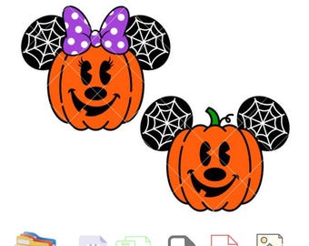 Halloween pompoen Mickey & Minnie Svg, Trick or Treat Svg, Halloween Svg, kawaii Svg, Cricut, silhouet Vector gesneden bestand