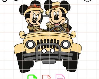 Safari Mickey,Minnie And Friends SVG Hunter Cosplay Cutting Files