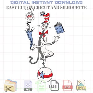 Cat In The Hat Read Across America Day SVG | Cat In The Hat Svg Clipart | Back To School Png | Svg Teacher