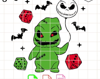 Oogie Boogie Jack Balloon Svg, Nightmare Before Christmas Svg, Halloween Svg, Boogie Man Svg, Cricut, Silhouette Vector Cut File