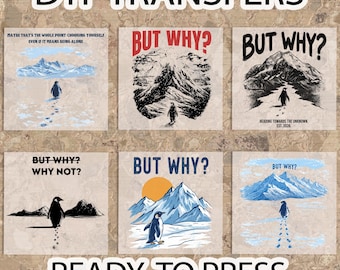 But Why Nihilist  Penguin DTF Transfer, Funny Nihilist Hiking Print Ready to Press, Trendy Vintage Retro Cozy Dtf Iron On Decal