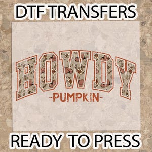 Retro Howdy Pumpkin DTF Transfer: Vintage Western Halloween Heat Press Decal