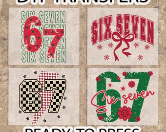 Trending Six Seven DTF Transfer, Funny Checkered 6 7 Meme Ready to Press, Internet Joke, Iron On, Viral Saying 67 Shirt Print Heat Transfer