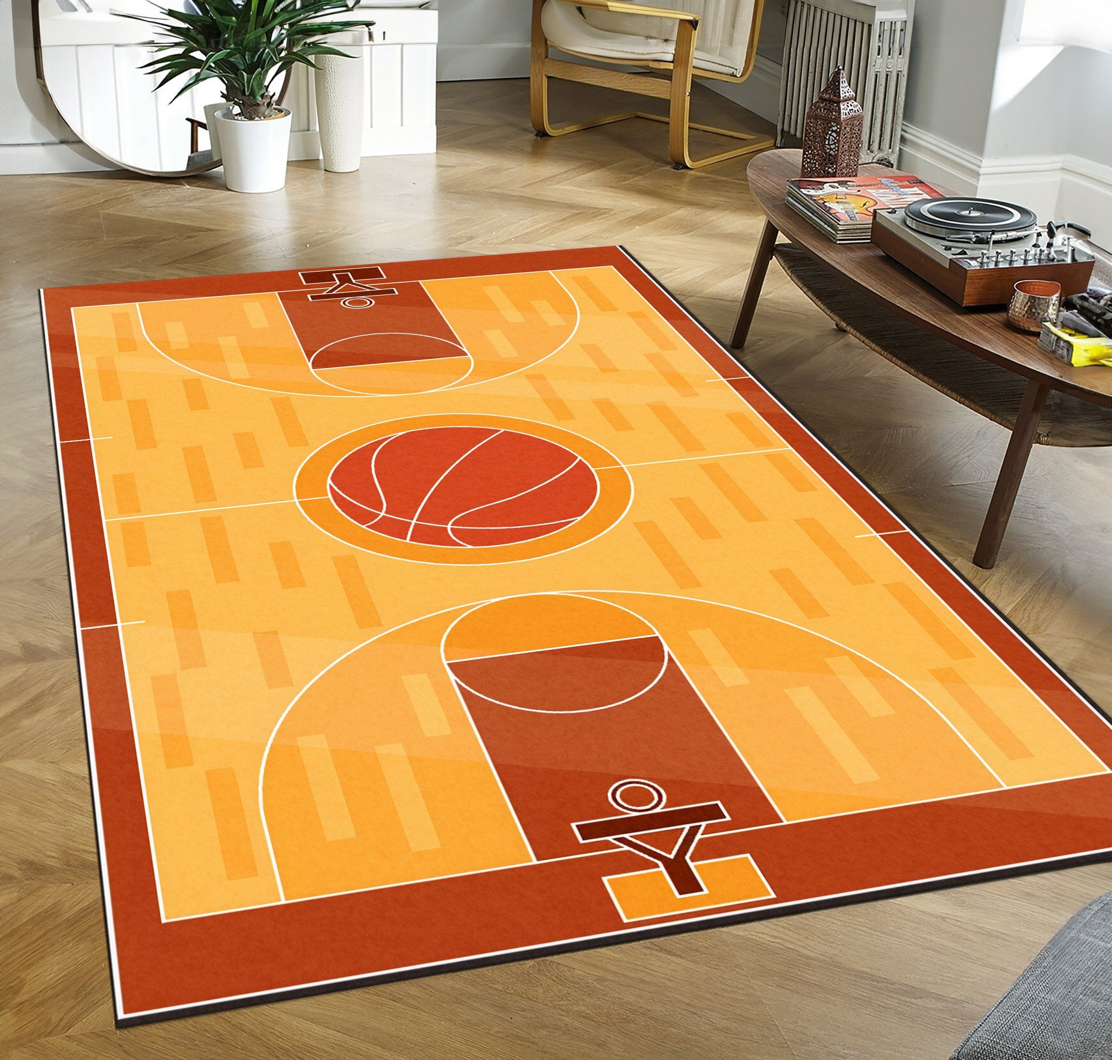 Sports Fan Rug, Basketball Court Non-slip (kids & Teen Room) - Etsy
