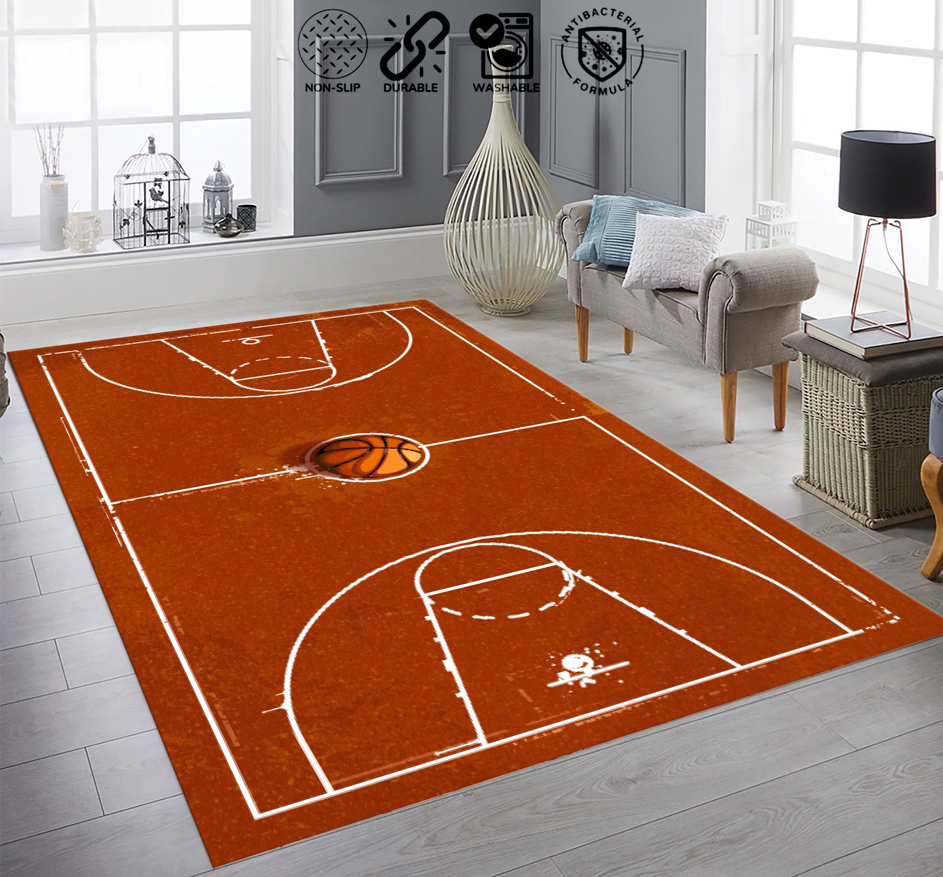 Basketball Court Rug: Retro Sports Theme (non-slip, Kids Room) - Etsy