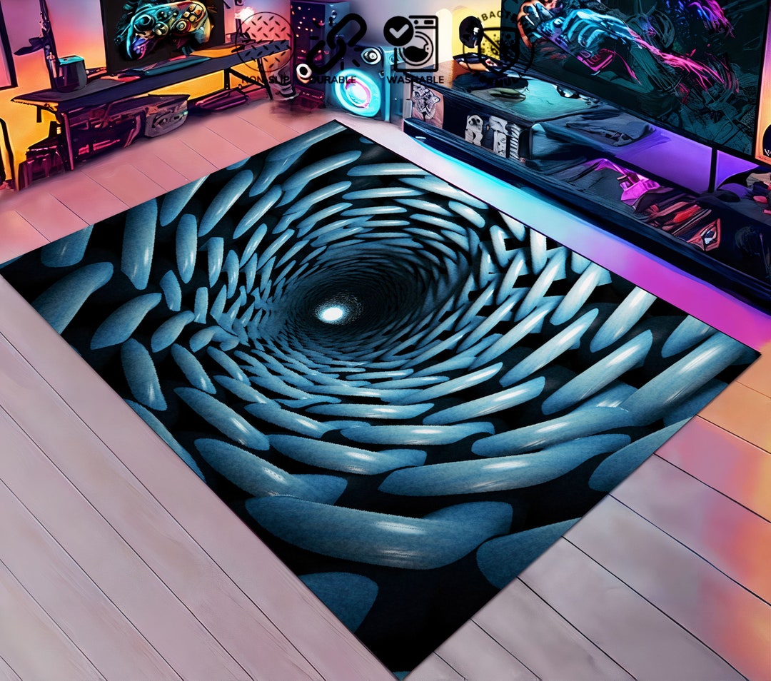Visual Effects Rugs 3D Vortex Illusion Rug - Deep Hole Design for Kids Room - Etsy