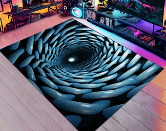 3D Hole Vortex Rug, Deep Optical Illusion Area Rug, Trippy Decor