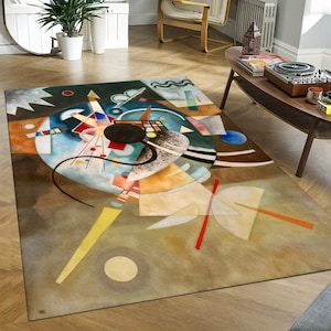 Wassily Kandinsky, tappeto artistico in stile Kandinsky, tappeto artistico, tappeto astratto, tappeto di metà secolo, tappeto in stile astratto, tappetino, tappeti fantastici, tappeto popolare