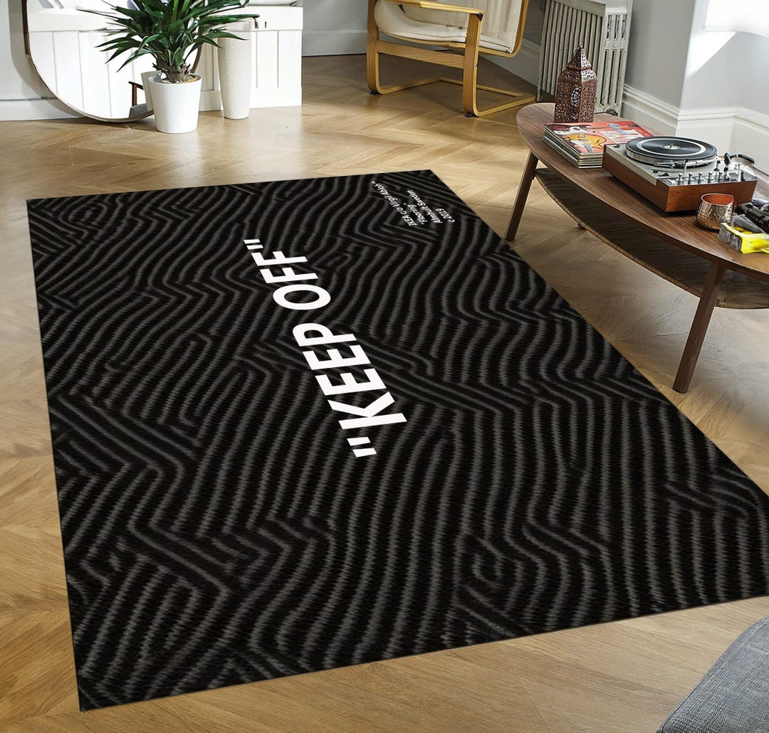 Keep off Bold Text Rug Black White Streetwear Hype Living Room Carpet ...