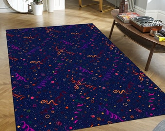 Colorful Arcade Rug: Abstract Confetti Design for Game Rooms