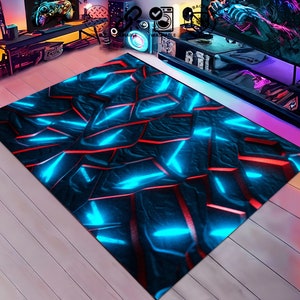 Gaming Room Rug, Computer Room Rug, Computer Gift Rug, Home Programmer Gift, Personalized Gift Rug, Retro Games, Geeky Rug, Gamer Style Rug