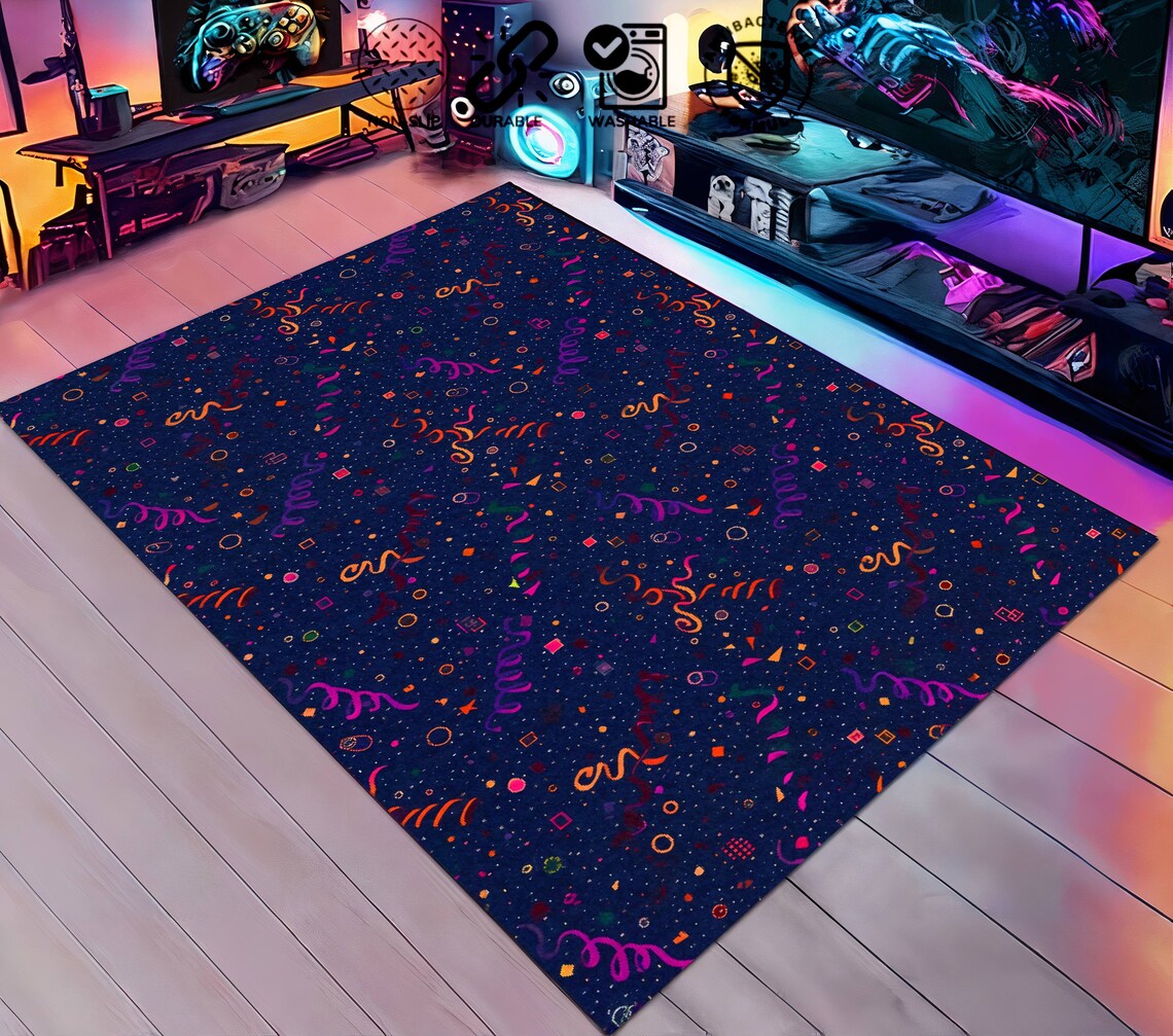 Colorful Arcade Rug: Abstract Confetti Design for Game Rooms - Etsy