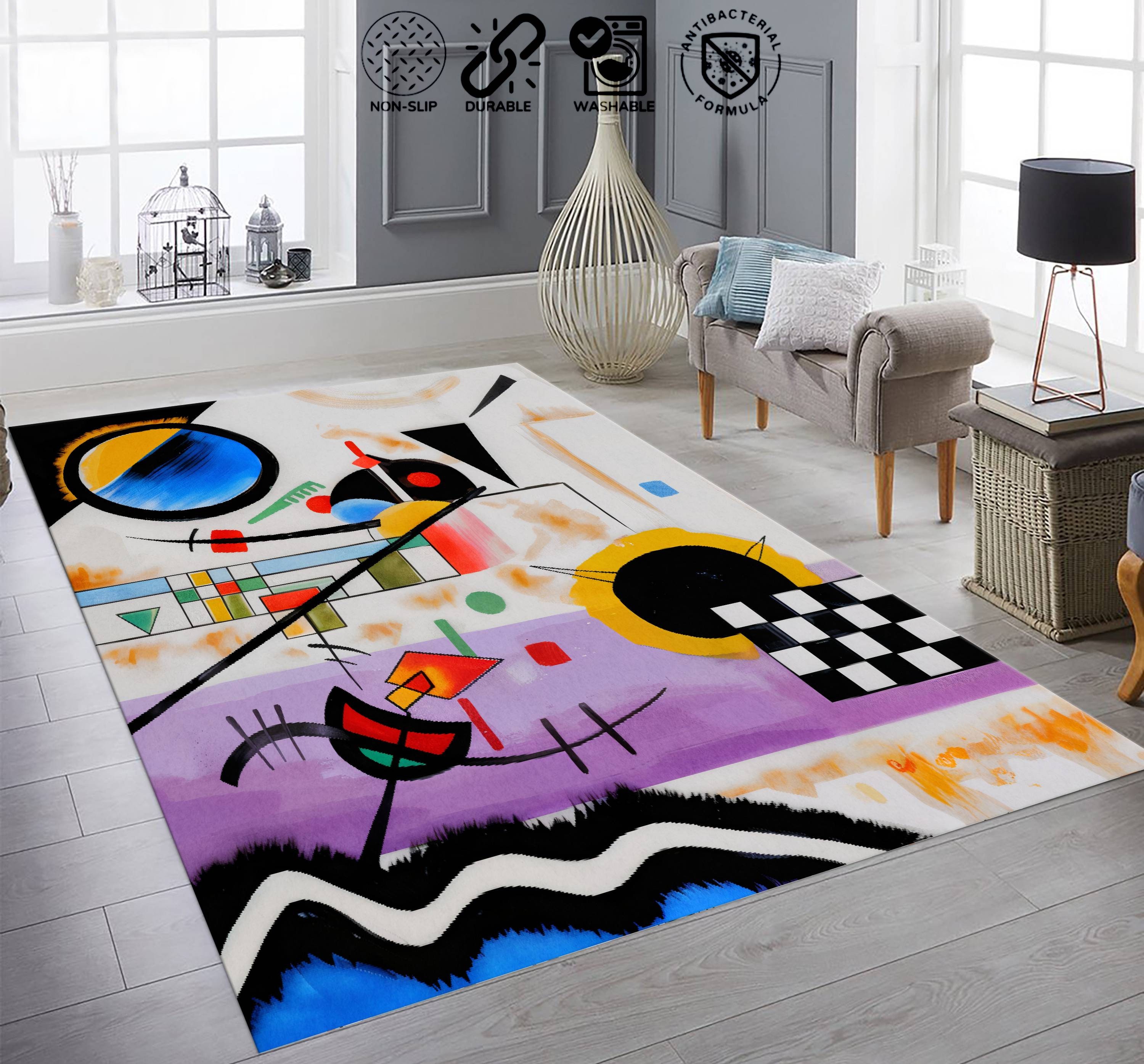 Kandiski Rug Kandinsky Style Art Rug: Abstract Mid Century Modern Design - Etsy