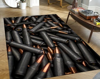Bullet Rug: Modern Saloon Style Man Cave Decor