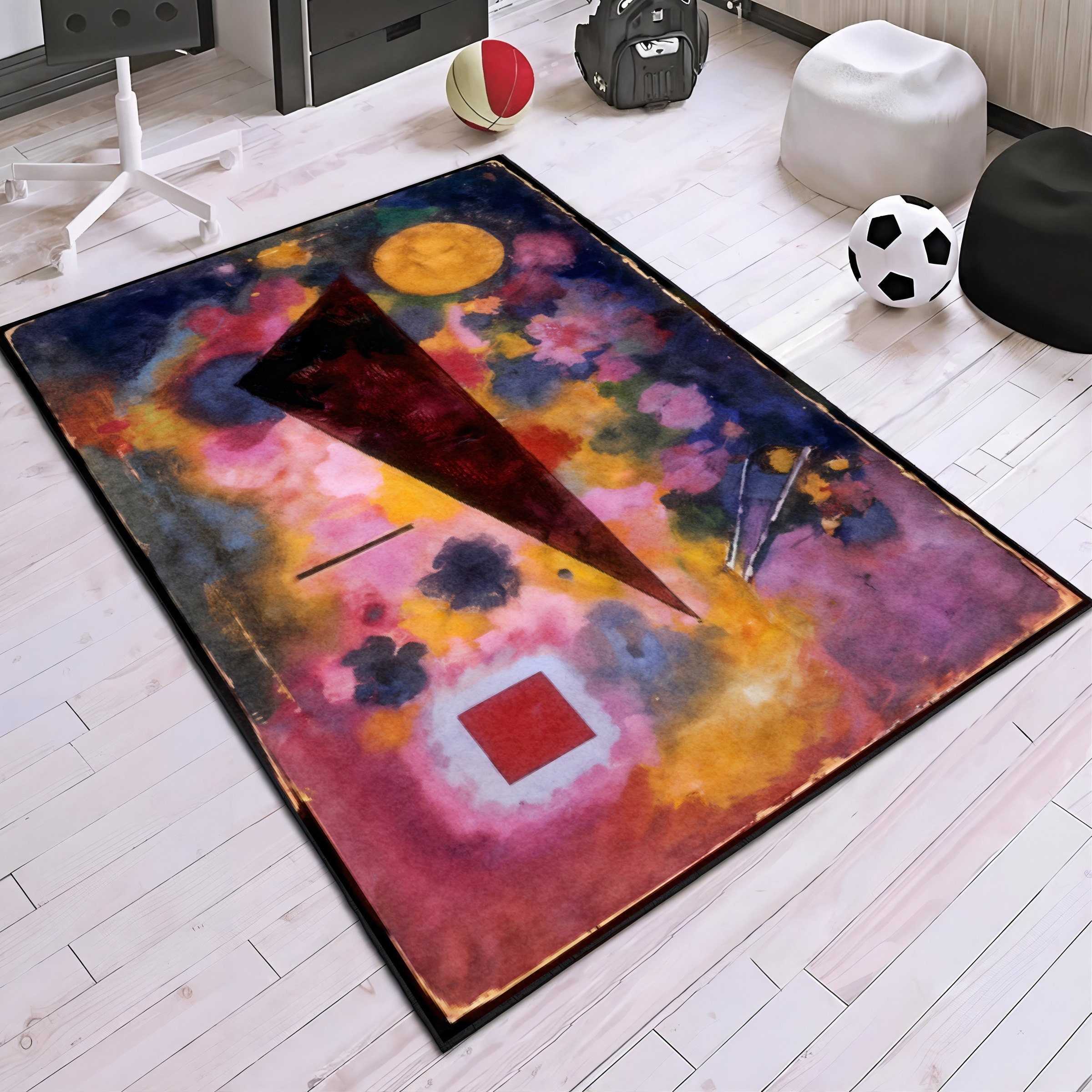 Kandiski Rug Kandinsky Style Abstract Rug, Mid Century Modern (non-slip Floor Mat ...