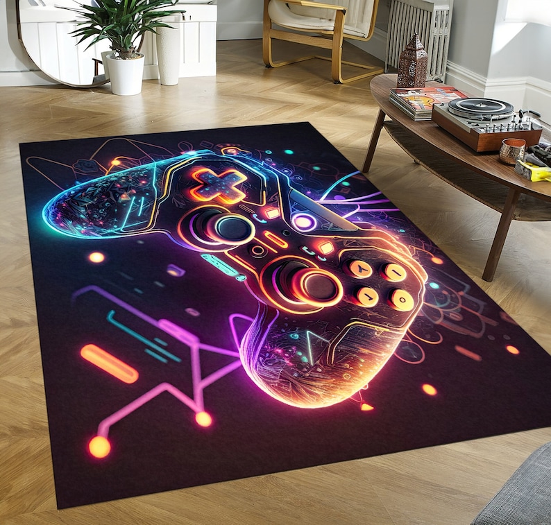 Retro Controller Rug Retro Gaming Rug: Controller Design for Game Room Decor - Etsy