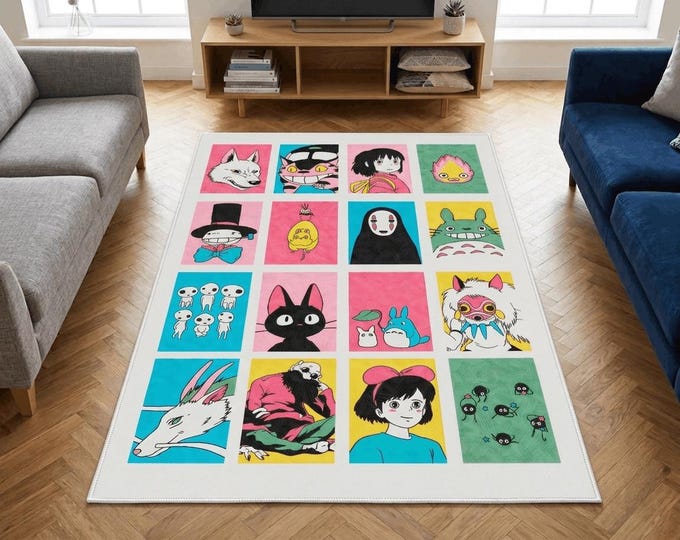 Personalized Anime Character Rug - Japanese Style, Custom Size