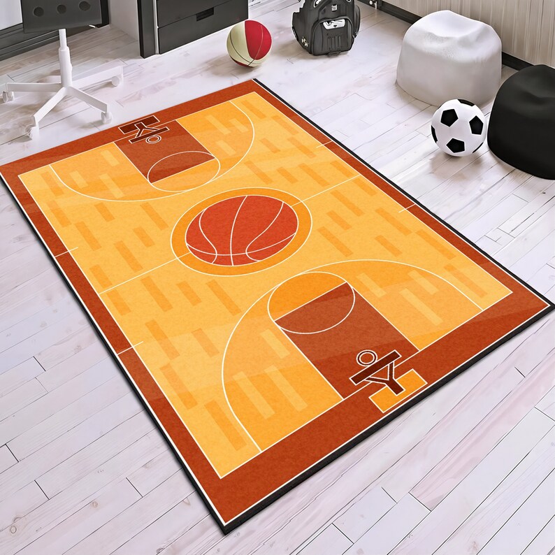 Sports Fan Rug, Basketball Court Non-slip (kids & Teen Room) - Etsy