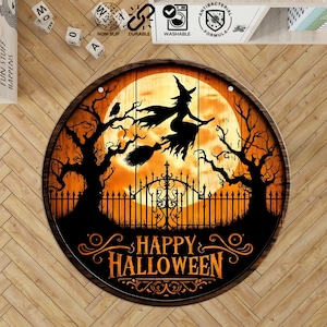 Halloween Rug, Circle Rug, Halloween Themed Rug, Pumpkin Rug, Non Slip Rug, Halloween Gift, Popular Rug, Scary Rugs, Gift Rug