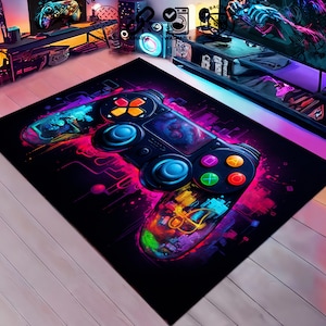 Gaming Room Rug, Gamer Style Rug, Retro Games, Computer Room Rug, Computer Gift Rug, Home Programmer Gift, Personalized Gift Rug, Geeky Rug