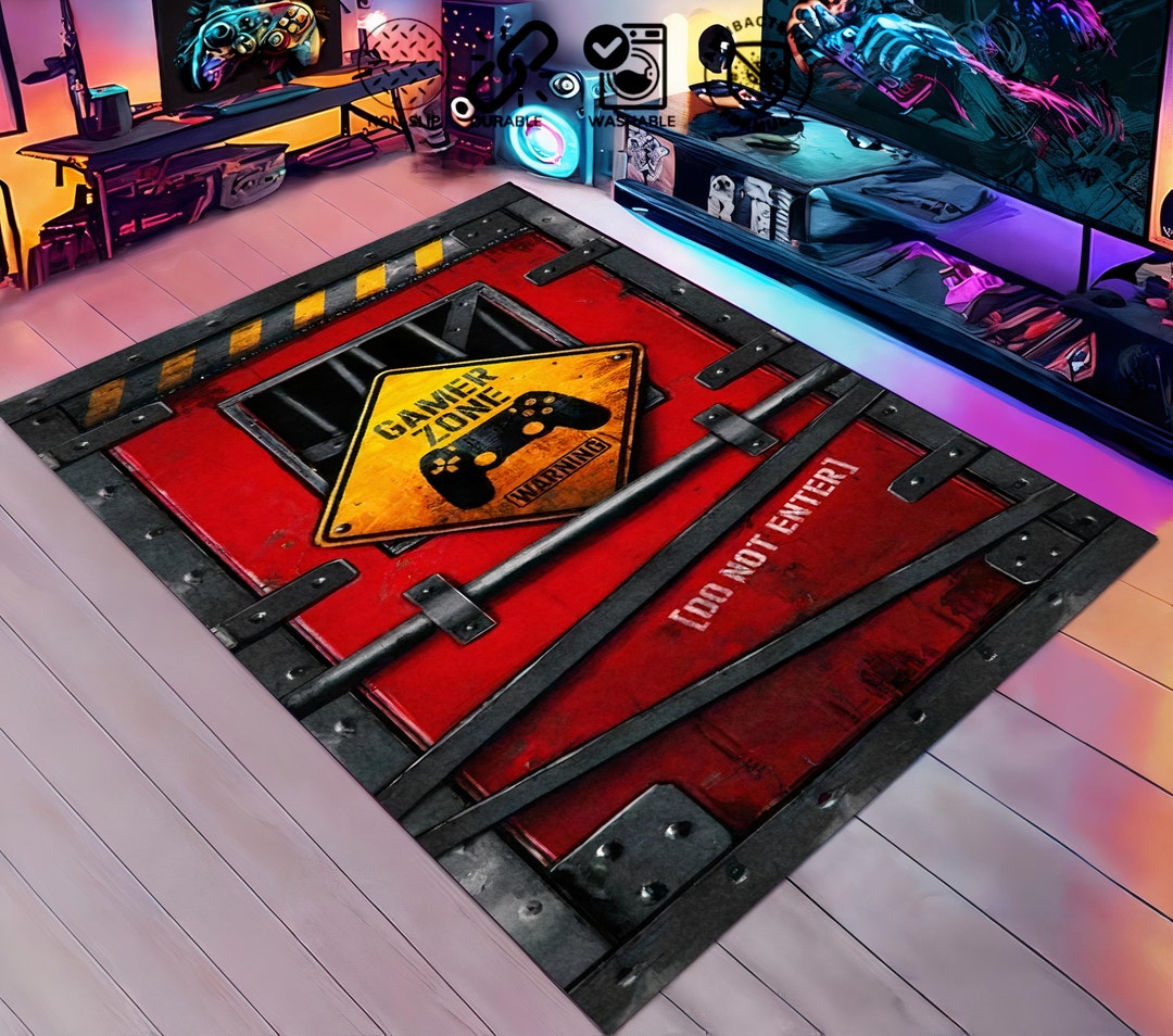 Rust Game Rug Designs Gaming Rug: Red Neon Look - Non-slip, Durable - Etsy
