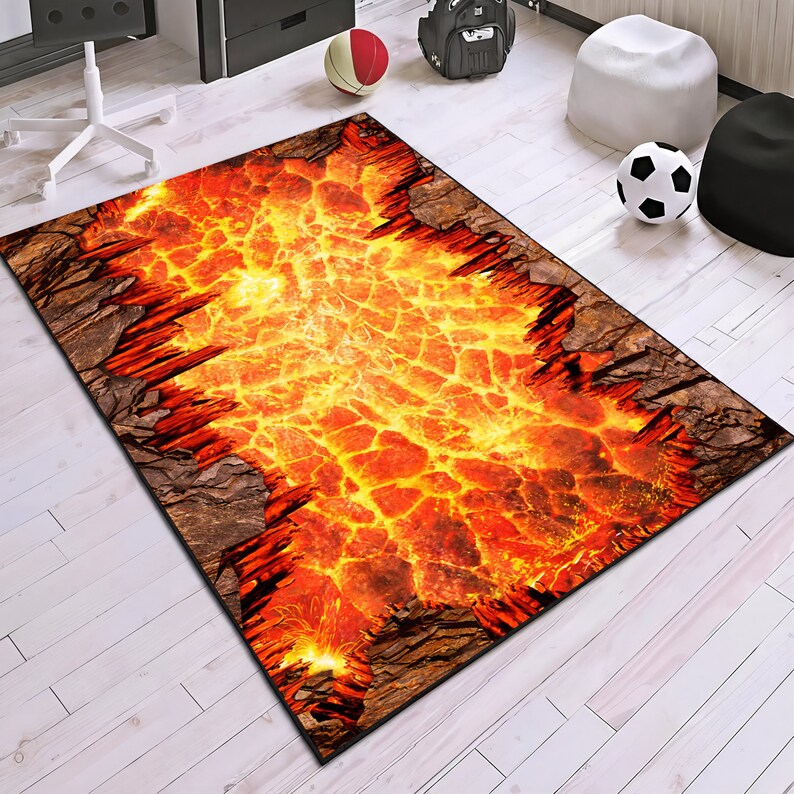 Volcano Rug: Vibrant Hot Lava Design (durable, Non-slip) - Etsy