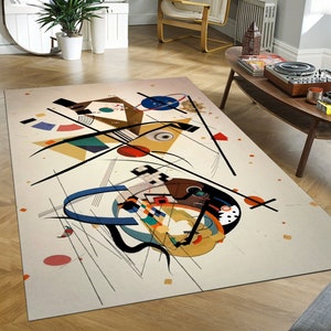 Wassily Kandinsky, tappeto artistico in stile Kandinsky, tappeto di metà secolo, tappeto in stile astratto, tappetino, tappeto astratto, tappeti fantastici, tappeto popolare, tappeto artistico