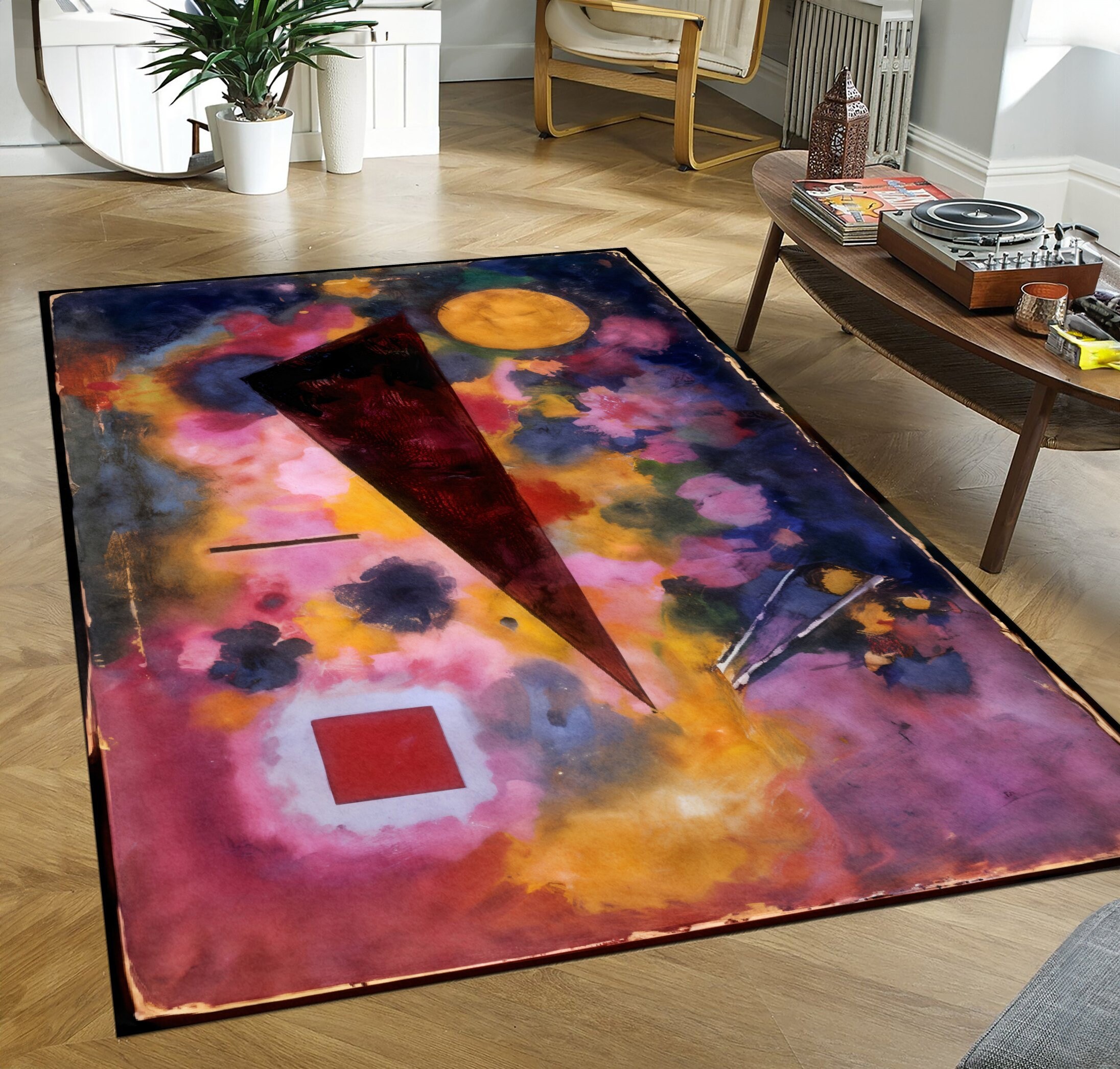 Kandiski Rug Kandinsky Style Abstract Rug, Mid Century Modern (non-slip Floor Mat ...