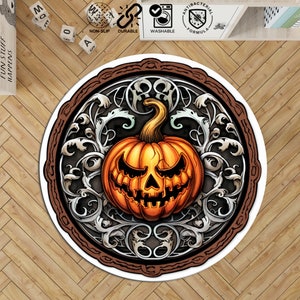 Halloween Rug, Pumpkin Rug,Circle Rug,Personalized Gifts,Non Slip Rug,Halloween Themed Rug, Halloween Gift, Popular Rug, Scary Rugs,Gift Rug