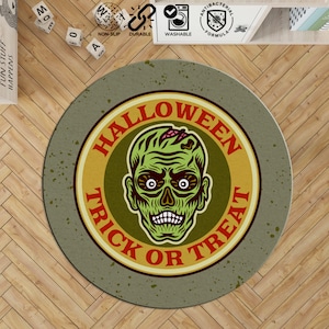 Halloween Rug,Halloween Themed Rug, Pumpkin Rug,Circle Rug,Personalized Gifts,Non Slip Rug, Halloween Gift, Popular Rug, Scary Rugs,Gift Rug