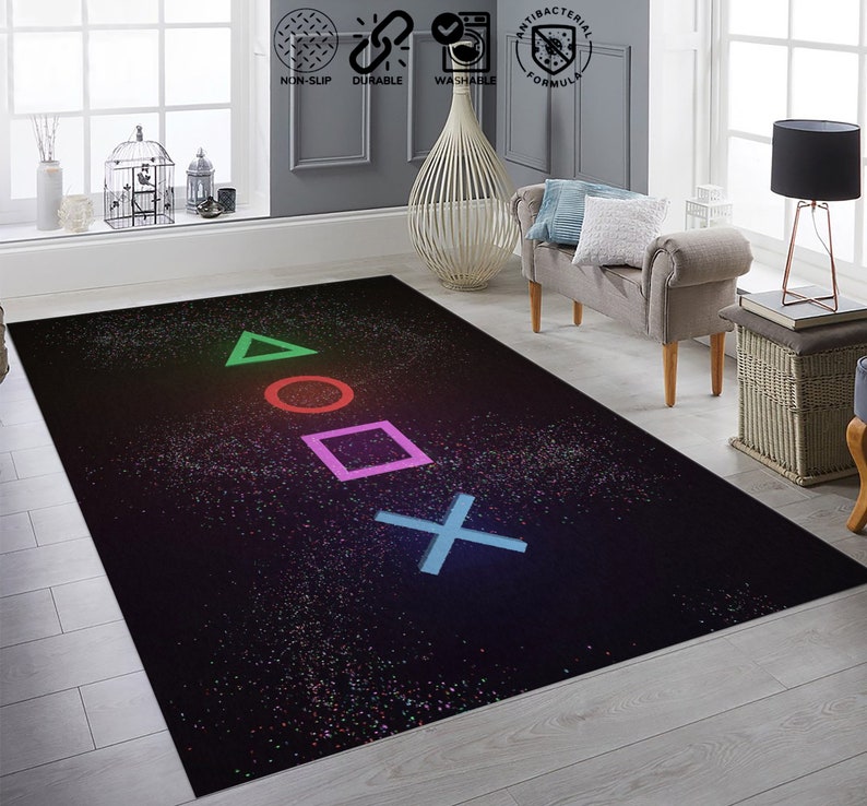 Ps3 Rugs Neon Gamepad Rug: Retro Style Floor Decor (non-slip, Easy Clean) - Etsy