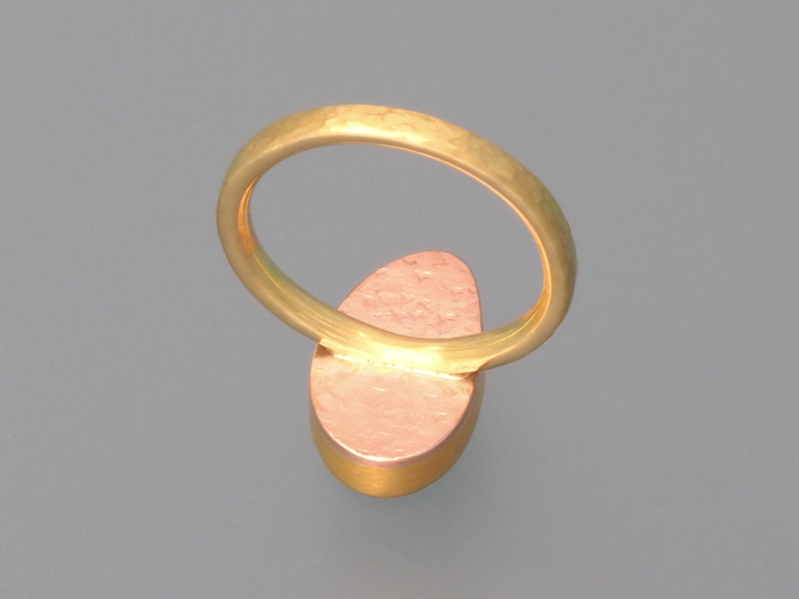 we took our beloved hand hammered band and made it... Australian Boulder Opal Gold Ring – Size 6, Hand Hammered Band - Etsy