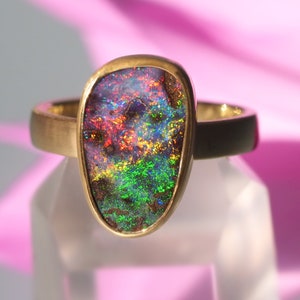 Size 6.5 - 18K 14K Rose 22K Gold Boulder Opal Ring - Gold Australian Opal Ring - Solid Gold Opal ring - Opal Promise Ring - Engagement Ring