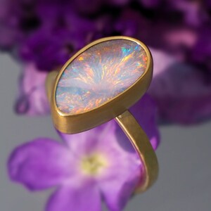 Size 6 - 18K 14K Rose 22K Gold Boulder Opal Ring - Gold Australian Opal Ring - Solid Gold Opal ring - Opal Promise Ring - Engagement Ring
