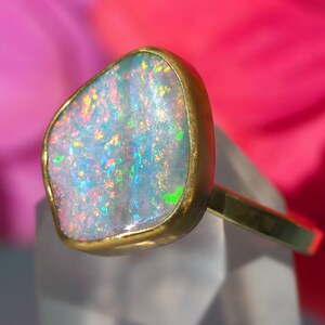 Size 8.25 - 18K 14K Rose 22K Gold Boulder Opal Ring - Gold Australian Opal Ring - Solid Gold Opal ring - Engagement Ring