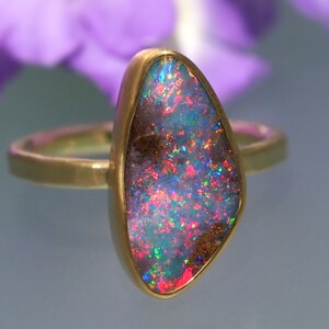 Size 6.5 - 18K 14K Rose 22K Gold Boulder Opal Ring - Gold Australian Opal Ring - Solid Gold Opal ring - Opal Promise Ring - Engagement Ring