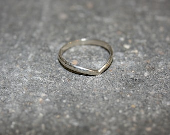 Hammered Sterling Silver Chevron Ring: Recycled Solid Silver