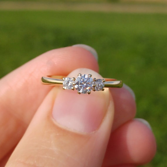 Buy Triple Diamond Engagement Ring in Fairtrade Gold Online in