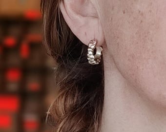 Textured Gold Hoop Earrings : Jagged Collection