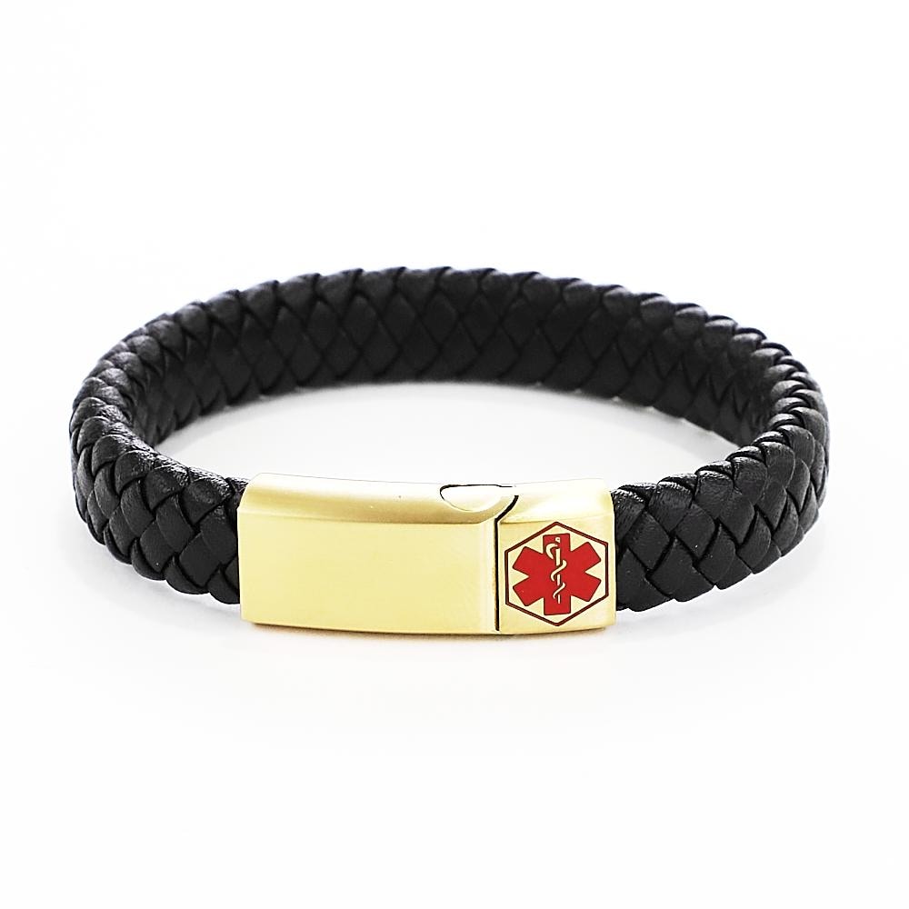 Medical Alert Leather Bracelet Free Custom Personalized Engraving…