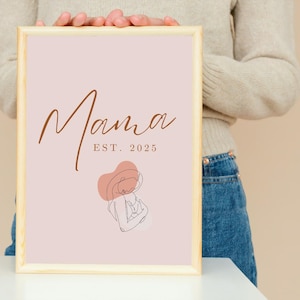 Muttertagsgeschenk für die neue Mama, Babypartygeschenk, Mama, Geschenk für Schwangerschaftansage Kunstdruck, Komfortfarben Kunstdruck für Schwangerschaft