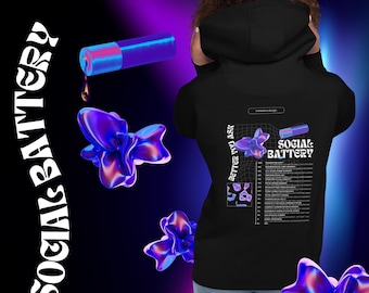 Social Battery - StatementHoodie unissex - impressão interativa