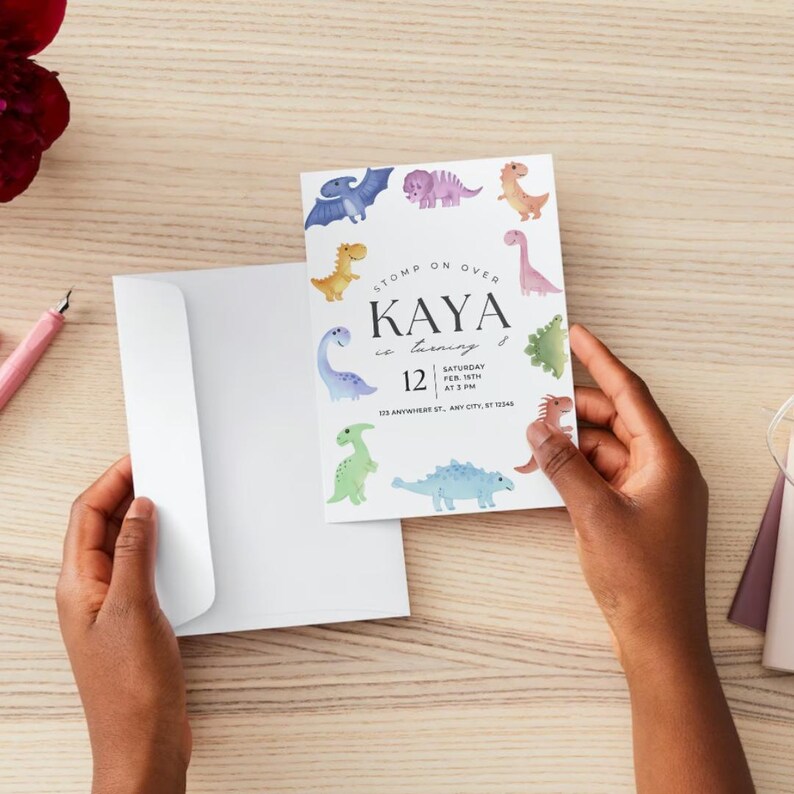 Dinosaur Editable Birthday Invitation Template Printable Birthday Party